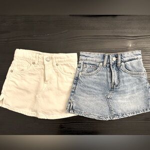 Zara Girls Denim Jean Skort sz 7 denim + white